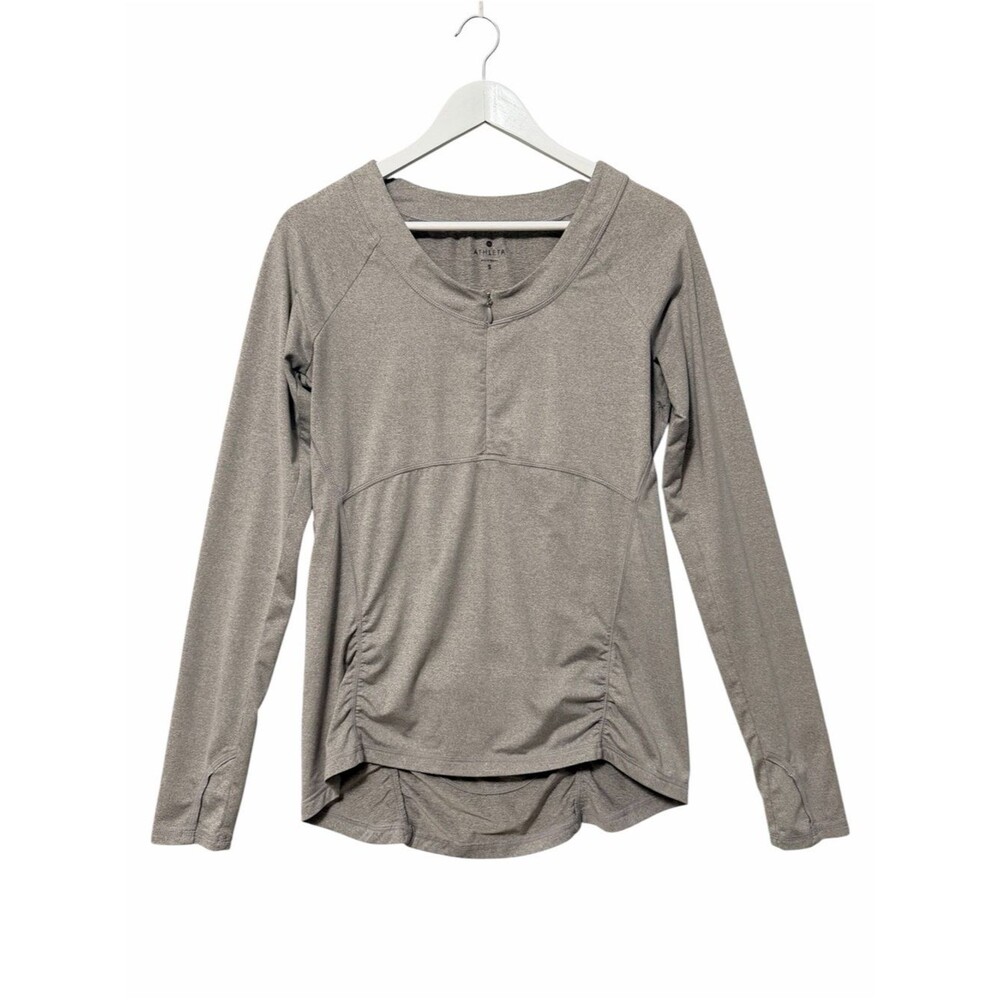 Athleta Long Sleeve Half-Zip Scoop Neck Active Top Size Small Gray Running